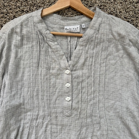 Habitat Popover Tunic Top Textured Size‎ Medium Hi Low Rayon Stretch Gray - Picture 4 of 7